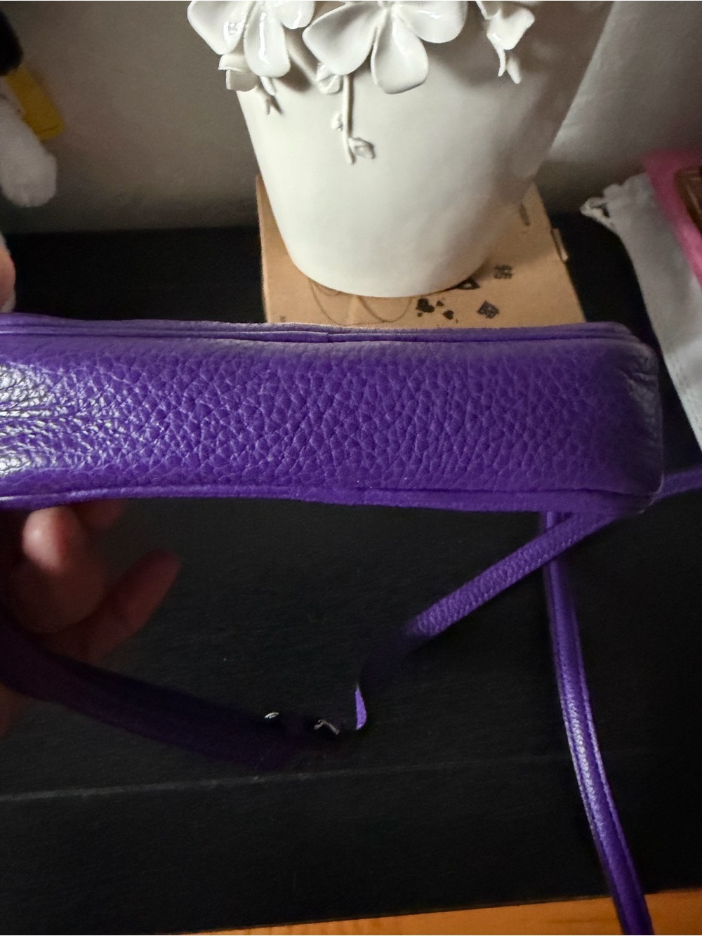 Like new Coach Pebbled Leather Purple Crossbody Bag with Logo Plaque - Picture 4 of 9